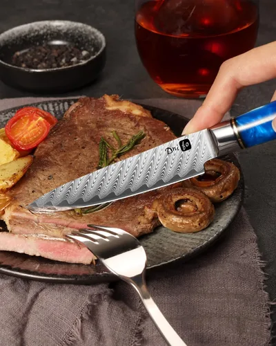 Miniatura 4 de Cuchillo de Utilidad de Cocina Dnifo de 5 Pulgadas, Cuchillo Mondador de Acero Damasceno VG10 Japonés, Cuchillo de Chef de Cocina Pequeño con Caja