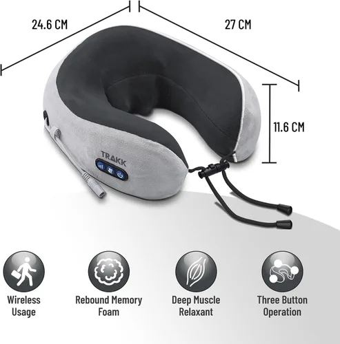 Miniatura 3 de TRAKK Masajeador de cuello y almohada de viaje, almohada de cuello en forma de U y masajeador eléctrico para músculos, hombros, dolor cervical