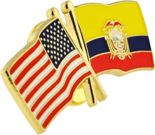 Miniatura 159 de PinMart Pin de solapa esmaltado con bandera de la amistad cruzada de Estados Unidos y el mundo