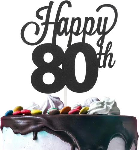 Miniatura 31 de LINGTEER - Decoración para pastel con texto "Happy Birthday 100", color negro