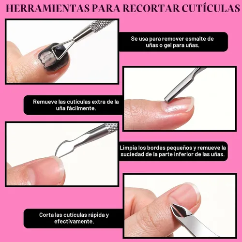 Miniatura 4 de FANDAMEI Kit de cuidado de uñas, limas de uñas 100/180, bloque de pulidor de uñas, pinzas de cutícula, cortador de cutícula, empujador de cutícula