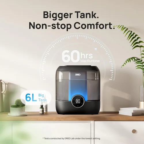 Miniatura 3 de Dreo Humidificadores de llenado superior de 6 L para dormitorio, tiempo de funcionamiento de 60 horas, 28 dB, silencioso, humidificadores de aire