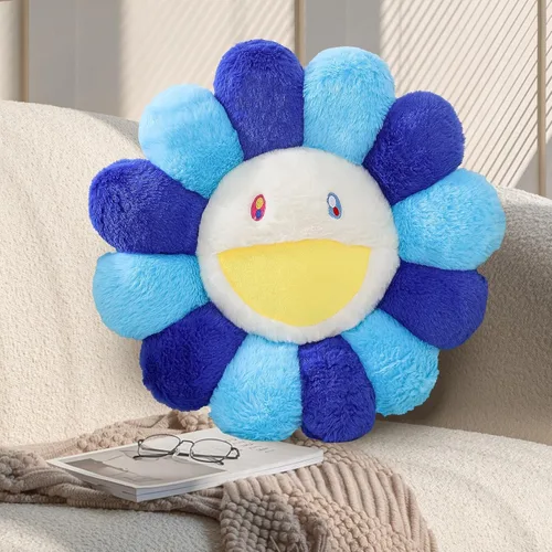 Miniatura 14 de Almohada de flores, almohada colorida en forma de flor, cojines de piso de cara sonriente, lindas almohadas de felpa de girasol, almohadas