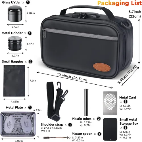 Miniatura 2 de BOYISTARG Bolsa grande a prueba de olores con 8 artículos pequeños, estuche portátil a prueba de olores con cerradura de combinación para el hogar