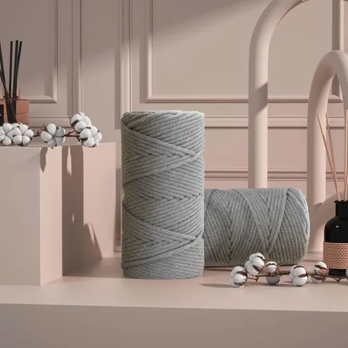 Miniatura 6 de Cuerda de algodón para macramé de 5 mm x 109 yardas, ZUEXT 100% natural hecha a mano, cuerda de algodón trenzada de 4 hebras para colgar plantas