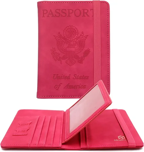 Miniatura 23 de Melsbrinna - Funda para pasaporte, ranuras para tarjetas, bonita funda para pasaporte para mujeres/hombres, resistente al agua con bloqueo RFID