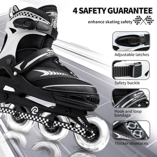 Miniatura 2 de Ruthfot Patines en línea ajustables para niños y niñas con ruedas de luz completa, patines para exteriores para niños y mujeres Blanco