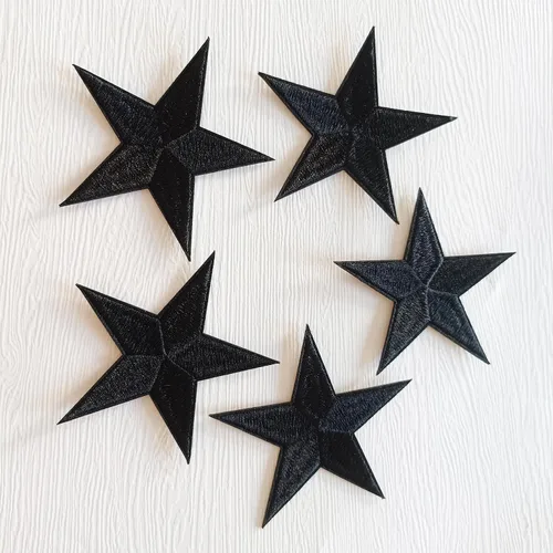Miniatura 2 de 5 parches para planchar con estrellas negras, parches bordados para ropa, chaquetas, sombreros, mochilas, jeans (3.2 pulgadas)