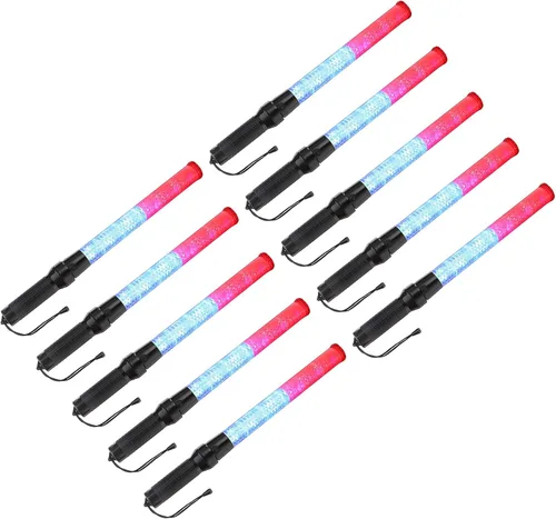 Miniatura 8 de PATIKIL Varitas de tráfico de 21 pulgadas, 10 unidades, 2 modos intermitentes, luz de advertencia LED, controlador de señal policial con cordón