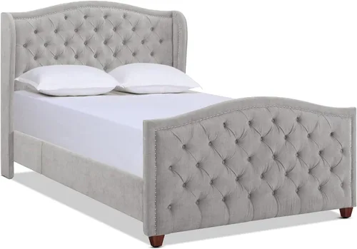 Miniatura 14 de Jennifer Taylor Home Marcella - Cama con respaldo copetudo y orejero, King, blanco brillante Poliéster blanco brillante