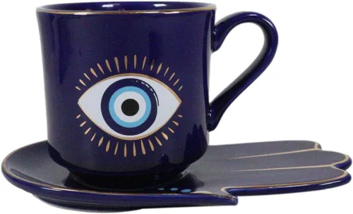 Miniatura 5 de Ebros Gift Wicca Occult Evil Eye Of Providence With Hamsa Quirología Quirología Palmistry Taza de café Taza de té con platillo Juego de vasos Wicca