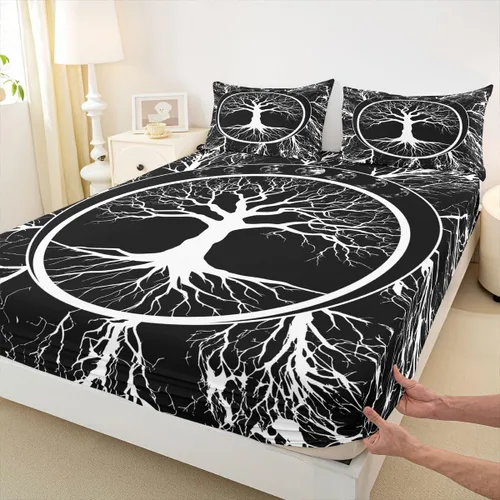 Miniatura 13 de Erosebridal Southwestern - Sábanas de cama bohemias aztecas, tamaño individual, sábanas hippie de cachemira, ropa de cama de estilo exótico, funda