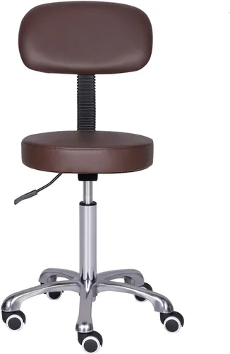 Miniatura 12 de Kaleurrier Taburete giratorio con ruedas y soporte para espalda (color negro con reposapiés)