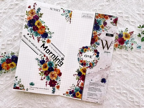 Miniatura 8 de WT Pretty Florals - Cinta ancha de PET, rollo individual, diseños originales, cinta decorativa floral, cinta transparente para manualidades para WT