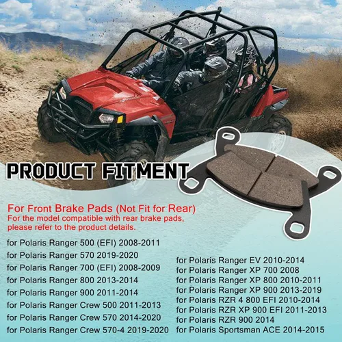 Miniatura 2 de 2 pastillas de freno delanteras o traseras para Polaris Ranger 500 EFI 570 800 RZR 1000 General 4 EPS 900 XP Ranger Diesel 700 4x4 Crew EV Sportsman