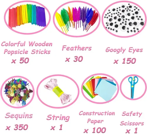 Miniatura 3 de VLUSSO Suministros de artes y manualidades para niños, kits de manualidades, materiales de arte, juego de manualidades para niños con limpiapipas