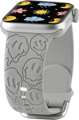 Miniatura 12 de Correa de silicona con grabado floral de Halloween, compatible con Apple Watch 38 40 1.614 in 42 44 46 1.929 in, para mujeres y hombres, correa