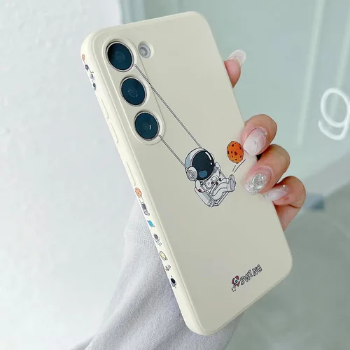 Miniatura 39 de Yonds Queen Funda ultra linda para Samsung Galaxy S22, diseño de astronauta de dibujos animados, diseño de cohete espacial, cubierta de parachoques