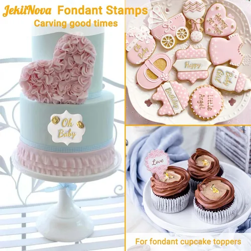 Miniatura 3 de 4 PCS Herramienta de Sellos de Pastel del Alfabeto para Galletas de Fondant, Bonita Escritura a Mano, Sello de Letras de Fondant de Grado Escritura