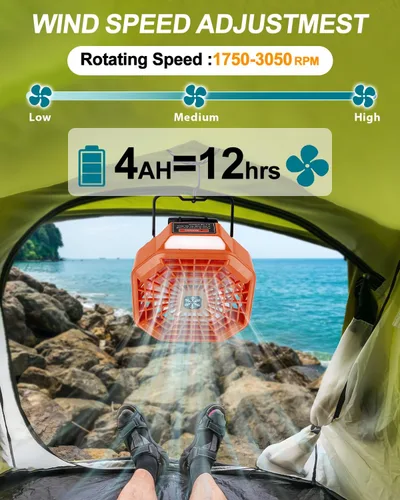 Miniatura 3 de Taingwei Ventilador portátil con control remoto para batería de litio BLACK+DECKER de 20 V, ventilador de camping con 3 ajustes de velocidad