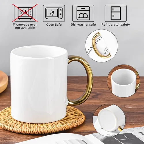 Miniatura 3 de BYCNZB Juego de 6 tazas blancas de 12 onzas, tazas blancas de sublimación, tazas de cerámica revestidas para bricolaje, para café, té, café
