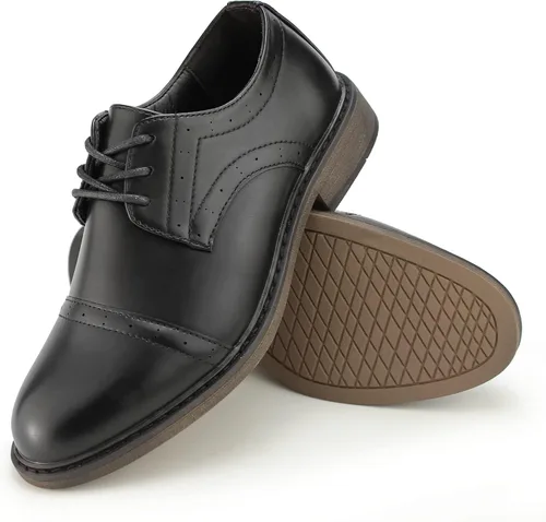 Miniatura 4 de Hawkwell Zapatos de vestir para niños con punta de ala clásicos y formales (niños pequeñosniños grandesjóvenes), 0 Little Kid