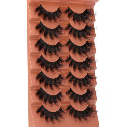 Miniatura 6 de TOOCHUNAG - Pestañas postizas esponjosas 8D de 20mm, pelo de visón sintético, pestañas naturales, gruesas, con volumen, ojo de gato, paquete de 7