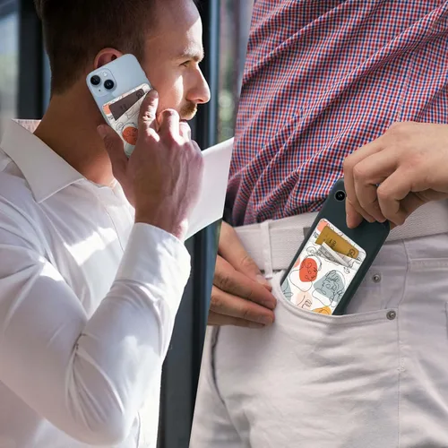Miniatura 4 de Cartera de cuero para teléfono adhesiva, soporte para tarjetas para estuche de teléfono, billetera con adhesivo para tarjetas de crédito, adecuada