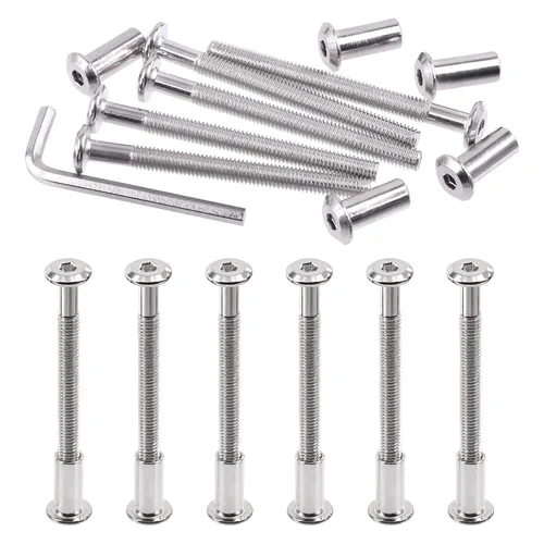 Miniatura 19 de Swpeet Kit Surtido de 25 Piezas de Tornillos de Encuadernación Plateados Chapados en Níquel M6x16mm con Cabeza Hexagonal de Casquillo, Pernos