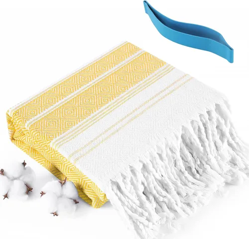Miniatura 11 de Genovega Juego de toallas de baño turcas de algodón de gran tamaño 74"x38" extra grandes sin arena de secado rápido para natación, campamento