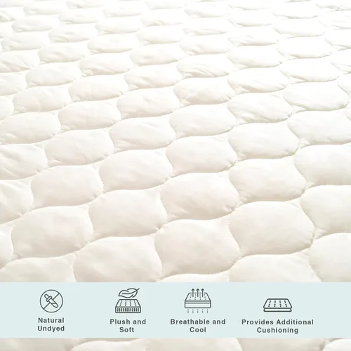 Miniatura 4 de FABDREAMS Protector de colchón acolchado orgánico tamaño Twin Almohadilla de colchón Funda de colchón Naturalmente transpirable Sin ruido