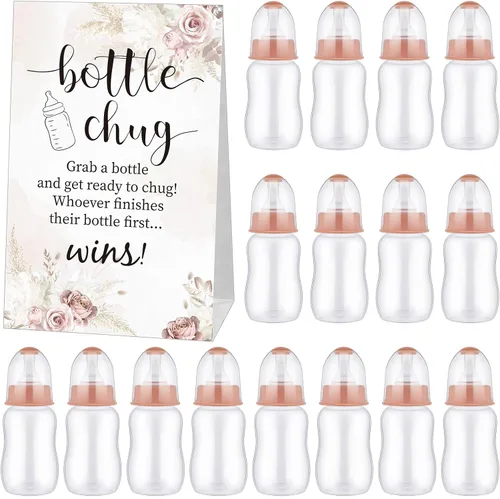 Miniatura 18 de TrelaCo Bottle Chug - Juego de 20 biberones para baby shower, con 1 letrero de papel kraft para revelación de género, suministros de fiesta, regalos