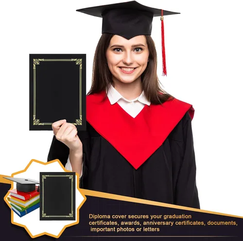 Miniatura 8 de Paquete de 40 soportes negros para certificados de 8.5 x 11 pulgadas, cubiertas para diplomas a granel con borde de lámina dorada para tamaño carta