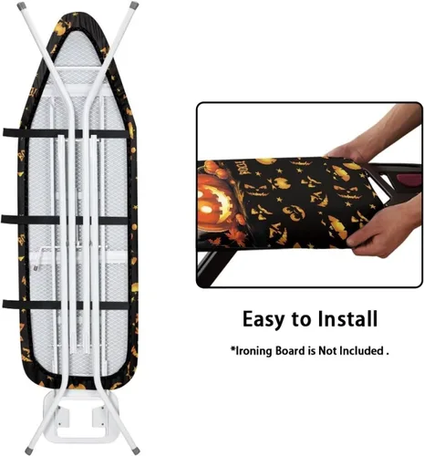 Miniatura 5 de UNICEU Funda de tabla de planchar elástica de 13 x 52 pulgadas con bordes elásticos, cubierta de tabla de hierro resistente a la quema de Halloween