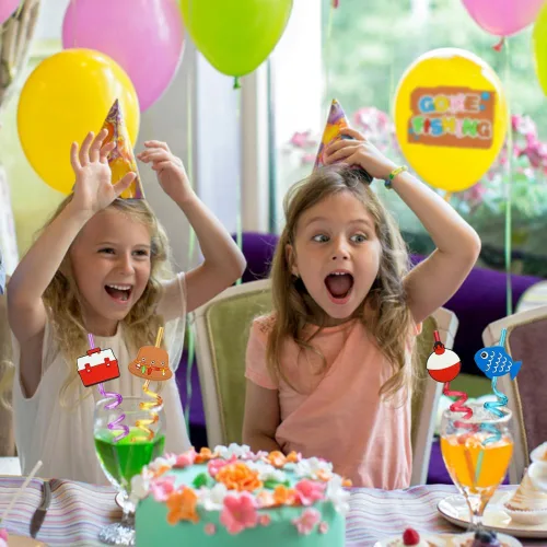 Miniatura 6 de 24 recuerdos de fiesta de pesca, suministros de fiesta de cumpleaños con temática de pesca de verano, pajitas diarias para niños, fiestas