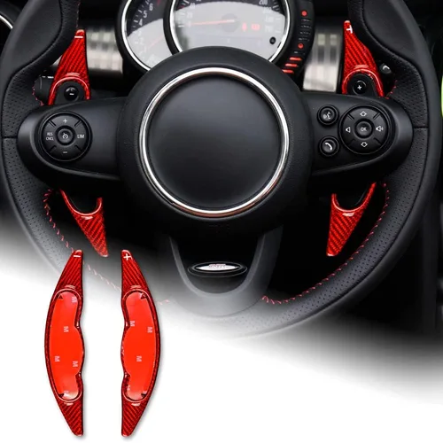 AIRSPEED Extensiones de fibra de carbono para volante de palanca de cambios, accesorios interiores para Mini Cooper Clubman F54 F55 F56 F57 F60 rojo