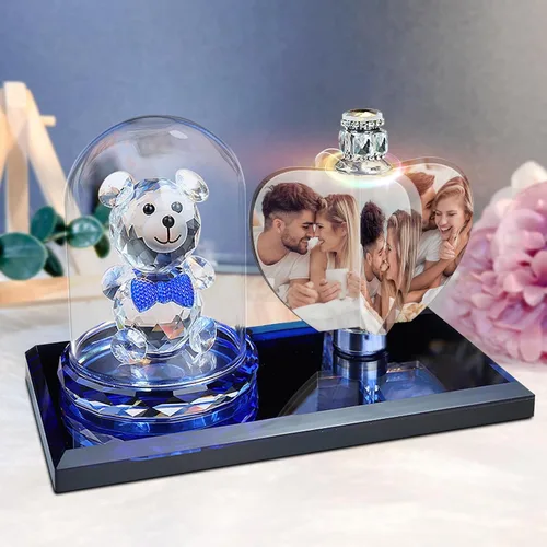 Foto de cristal 3D personalizada, marco de fotos de cristal en forma de corazón, luz nocturna personalizada, el mejor regalo para parejas, amantes,