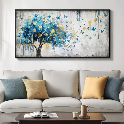 Miniatura 26 de Arte de pared botánico vintage con marco grande para sala de estar, impresiones de pintura en lienzo floral rústico neutro, cuadro retro de flores