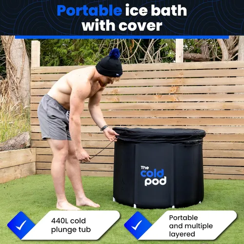 Miniatura 2 de The Cold Pod Tina de Baño de Hielo para Atletas XL: Tina de Inmersión Fría al Aire Libre con Cubierta, 116 Galones Tina de Baño de Hielo Portátil