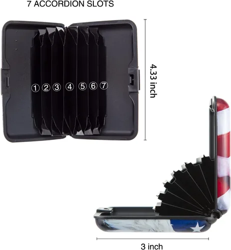 Miniatura 4 de Kaabao Aluminum Wallet RFID Blocking Slim Metal Business ID Credit Card Holder Hard Case (Bald Eagle on American Flag)