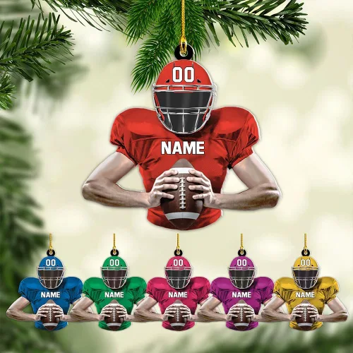 Miniatura 6 de Adorno de fútbol americano personalizado, nombre y número personalizados, adorno 2D de forma plana, regalo para jugadores de fútbol y amantes