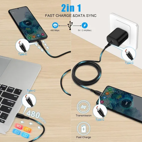 Miniatura 6 de Bloque cargador rápido USB C cable de carga para Samsung Galaxy S25 Edge S25 Ultra S24 FE S23 A17 A16 5G A15 A36 A26 A56 S22 Z Flip 7 Z Fold7, Todo