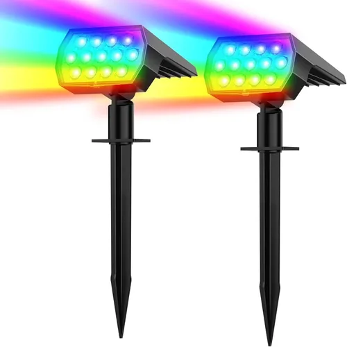 Miniatura 14 de WELALO Focos solares para exteriores, [2 unidades/65 LED/3 modos] focos solares de paisaje, luces de seguridad alimentadas por energía solar, luces