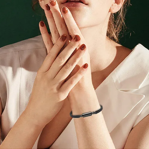 Miniatura 3 de Hearbeingt Pulsera de urna de cremación para cenizas de cuerda ajustable, pulsera cilíndrica para cenizas para hombres y mujeres, pulsera
