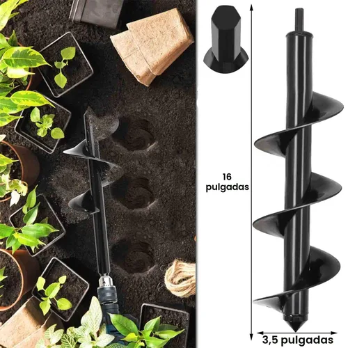 Miniatura 2 de TCBWFY Broca de taladro de jardín para plantar de 1.6 x 16.5 pulgadas y 3.5 x 16 pulgadas, herramienta de maceta resistente para cavar agujeros