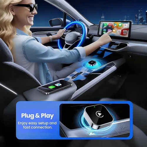 Miniatura 3 de Adaptador inalámbrico CarPlay y dongle automático Android, plateado brillante, conexión automática rápida, convertidor inalámbrico compacto