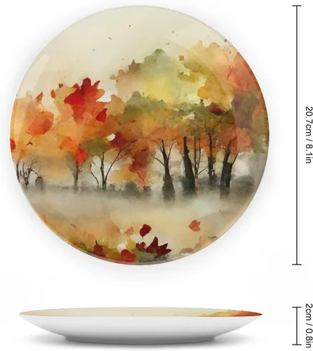 Miniatura 2 de Platos decorativos de pintura abstracta de árboles de arce otoñal, platos decorativos para decoración del hogar, platos de cena de temporada