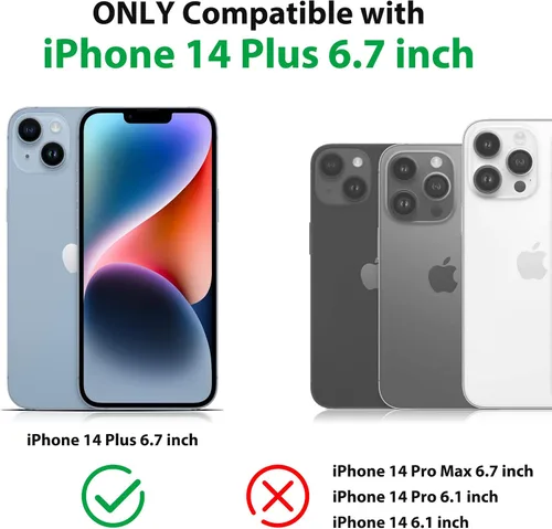 Miniatura 2 de Jiunai Funda para iPhone 14 Plus a Prueba de Golpes Antipolvo Protección de Servicio Pesado Protectora Antiarañazos de Doble Capa Resistente Rugosa