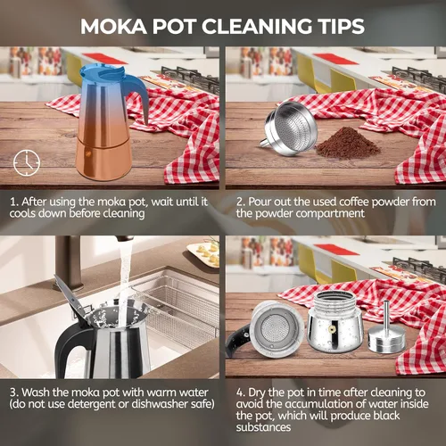 Miniatura 8 de Olla de Moka de 2 Tazas 100ml, Cafetera de Espresso de Acero Inoxidable, Cafetera de Percolador para Estufa, Cafetera Italiana de Estilo Clásico