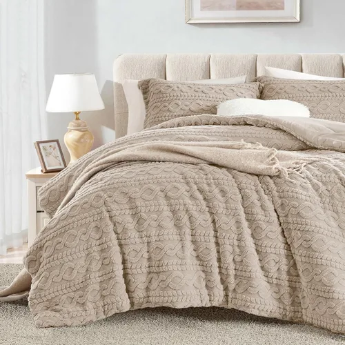 Miniatura 12 de Homelike Moment - Juego de edredón esponjoso tamaño individual, color gris, cálido, para cama individual, juego de ropa de cama para invierno